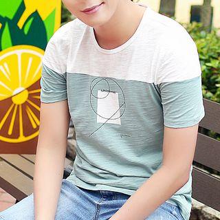 Printed Two-tone Short-sleeve T-shirt