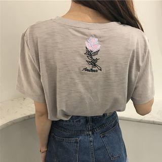 Embroidered Back Short-sleeve T-shirt