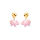 Simple And Cute Plated Gold Enamel Pink Pig Stud Earrings Golden - One Size