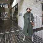 Wool Blend Maxi Military Coat With Sash