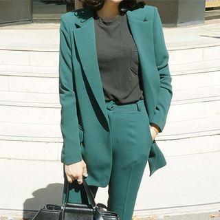 Set: Single Breasted Blazer + Straight Leg Dress Pants
