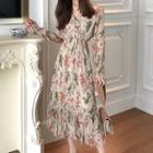 Floral Print Midi Dress Almond - One Size