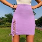 Lace Up Mini Pencil Skirt