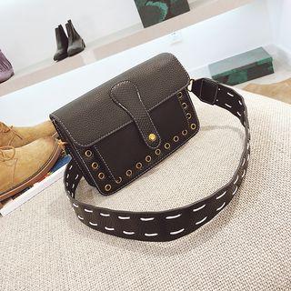 Eyelet Detail Color Block Crossbody Bag