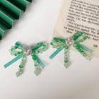 Bow Faux Crystal Earring Silver Earring - Green - One Size