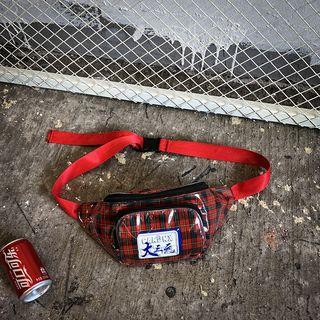 Glossy Plaid Waist Bag