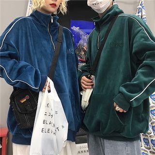 Couple Matching Embroidered Half Zip Pullover