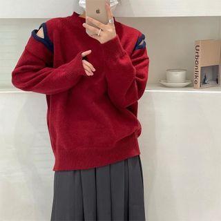 Contrast Trim Cutout Sweater