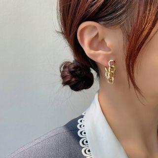Chain Alloy Earring 1 Pair - Chained Stud Earrings - Gold - One Size