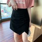 Shirred Plain A-line Skirt
