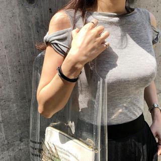 Knotted Cold-shoulder Slim-fit Top