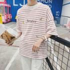 Banana Striped Elbow Sleeve T-shirt
