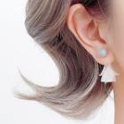 925 Sterling Silver Petal Dangle Earring 1 Pair - Gray & White - One Size