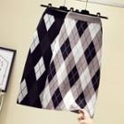 High-waist Pattern Printed Knit Skirt