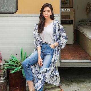 Foliage Linen Blend Long Robe Cardigan