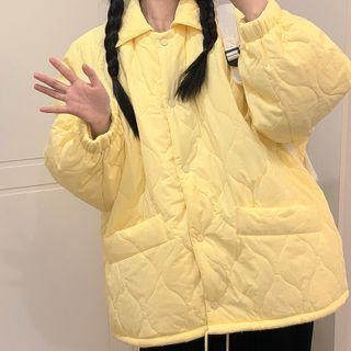 Quilted Button-up Jacket Yellow - One Size