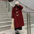 Hooded Toggle Midi Coat Red - One Size