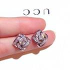 Rhinestone Flower Earring 1 Pair - Zircon Earrings - One Size