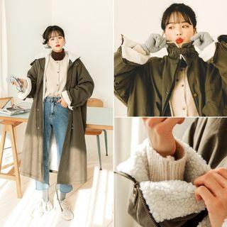 Belted Fleece-lined Long Coat