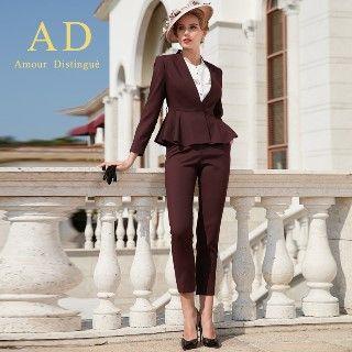 Peplum Blazer / Ruffled Shirt / Pencil Skirt / Slim-fit Pants