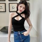 Cross Strap Cut-out Halter Top