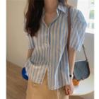 Short-sleeve Striped Shirt Stripes - Blue - One Size