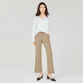 Semi Boot-cut Check Dress Pants