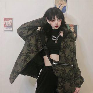 Set: Leaf Print Zip Jacket + Crossbody Bag