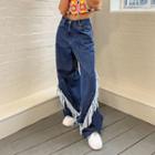 Low Rise Loose-fit Tassel Wide-leg Jeans