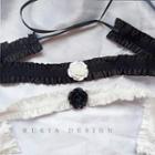 Rose Ruffle Trim Velvet Choker