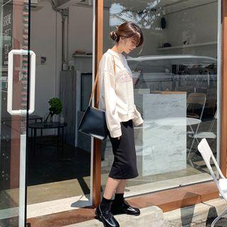 Drop-shoulder Letter-printed Sweatshirt Cream - One Size