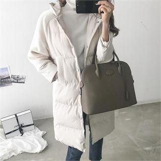 Corduroy-panel Long Padded Jacket