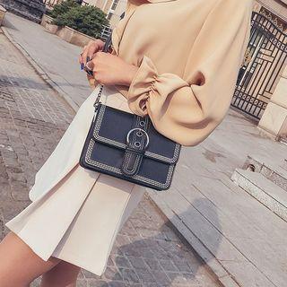 Belt Detail Stitched Crossbody Bag With Chain Strap