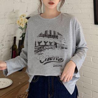 Long-sleeve Building Print T-shirt