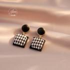 Square Houndstooth Dangle Earring 1 Pair - Stud Earring - Black - One Size