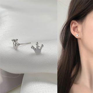 Crown Alloy Earring 1 Pair - Stud Earrings - Silver - One Size