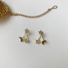 925 Sterling Silver Rhinestone Moon & Star Earring E265 - Gold - One Size