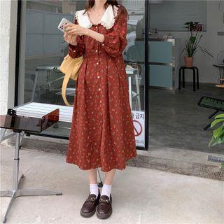 Long-sleeve Lace Floral Print Dress