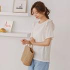 Frilled-trim Linen Blend T-shirt