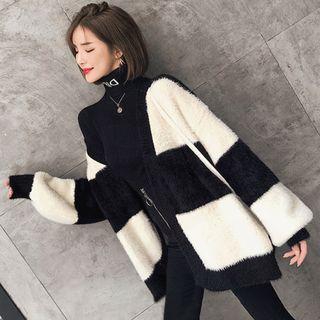 Two Tone Cardigan Black & White - One Size