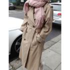 Double-breasted Notched-lapel Trench Coat With Sash