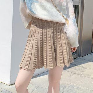 A-line Mini Knit Pleated Skirt