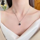 Rhinestone Pendant Sterling Silver Necklace 1pc - 279l - Silver & Purple & Green - One Size