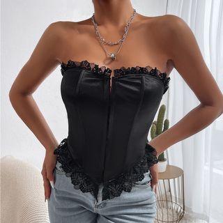 Sleeveless Lace-trim Corset Top