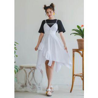 Spaghetti-strap Hanky-hem Filled Dress