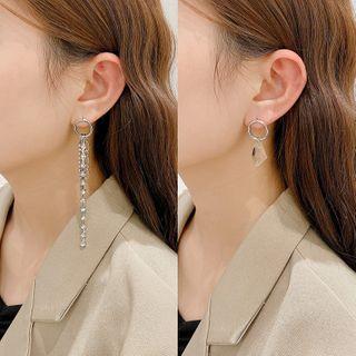 Asymmetric Rhinestone Ear Stud 1 Pair - E2669 - Silver - One Size