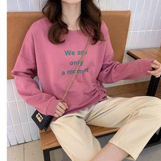 Lettering Drawstring Pullover / Straight-cut Cropped Pants
