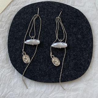 Alloy Faux Pearl Fringed Earring Silver Earring - White - One Size