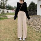 Long-sleeve Crop T-shirt / Wide Leg Pants