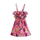 Spaghetti Strap Print Ruffled Sundress